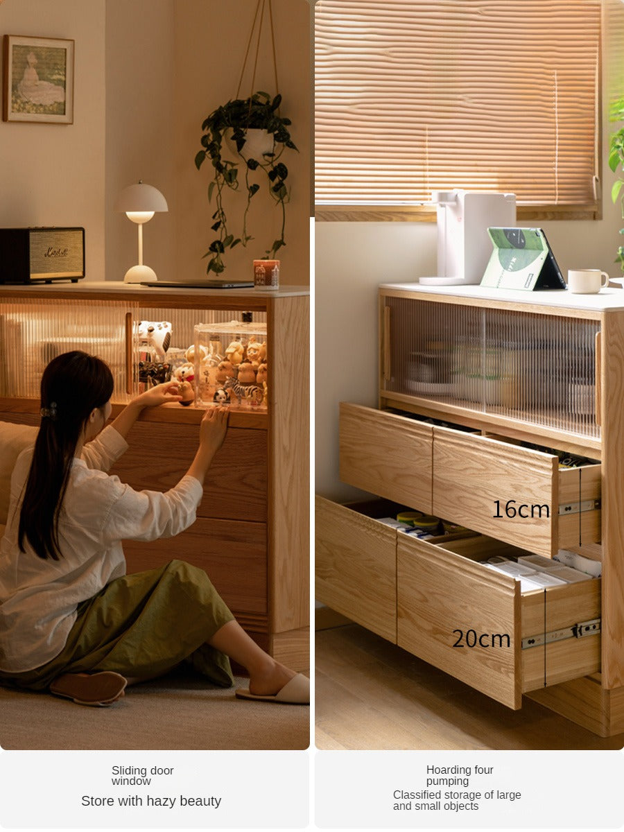 Oak Solid Wood Partition Multi functional Storage Cabinet