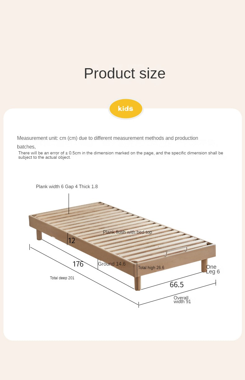 Rubberwood Solid Wood Mother-and-child platform bed, headboard-free bed