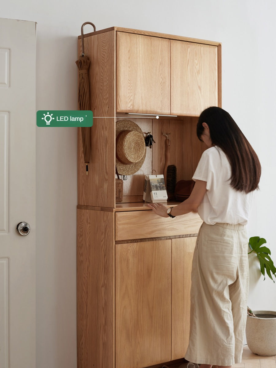 Oak Solid Wood Entrance Hall Cabinet Shoe Cabinet Integrated