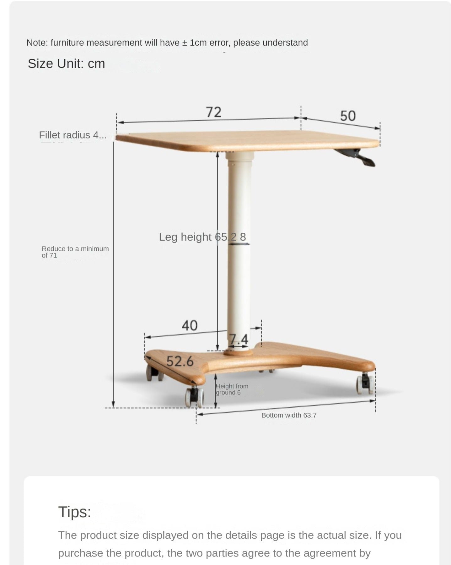 Oak, Ash Solid Wood Standing Desk Lifting Movable Side Table