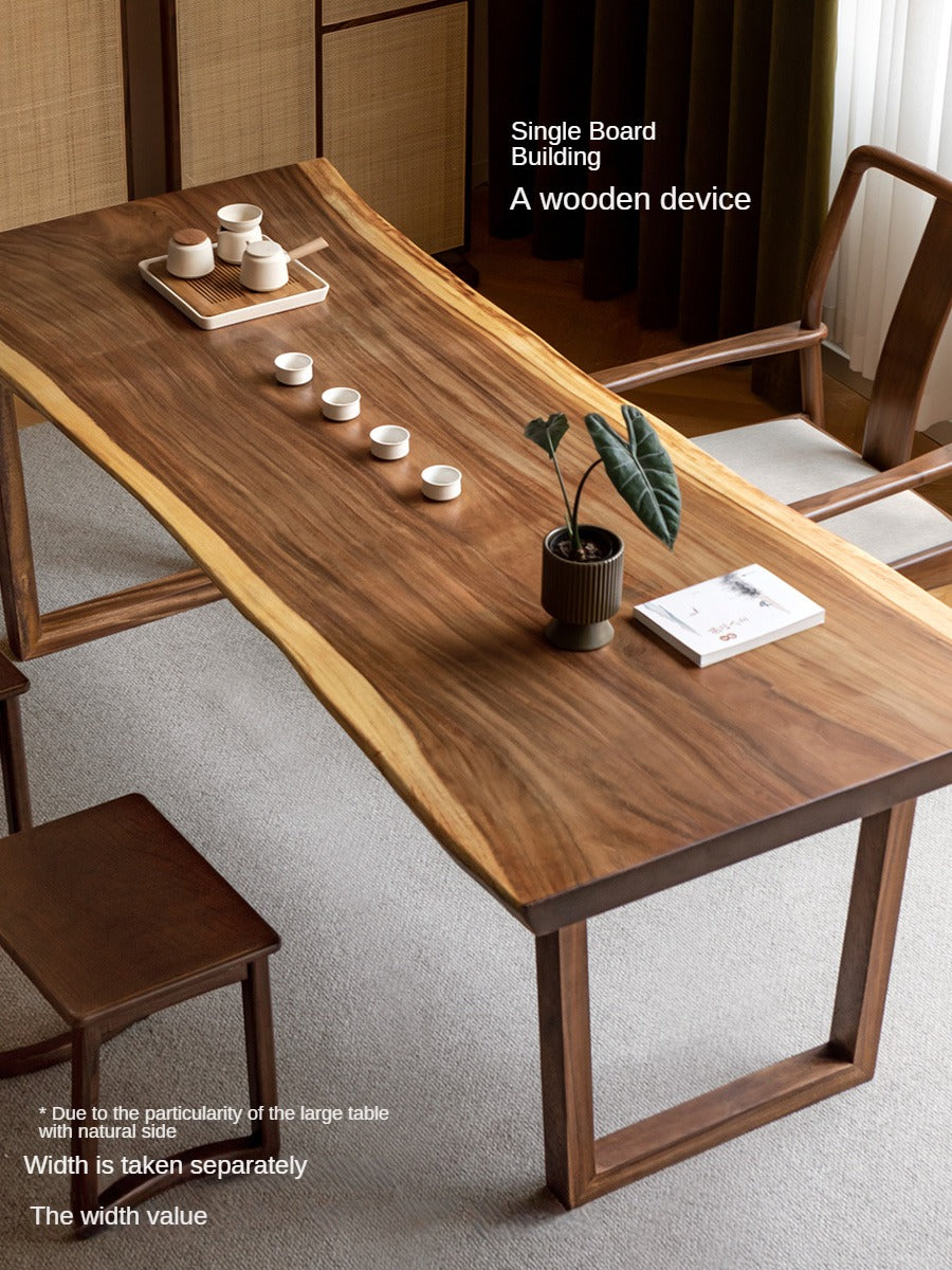 Black Walnut Solid Wood Natural Edge Large Top For Dining Table.