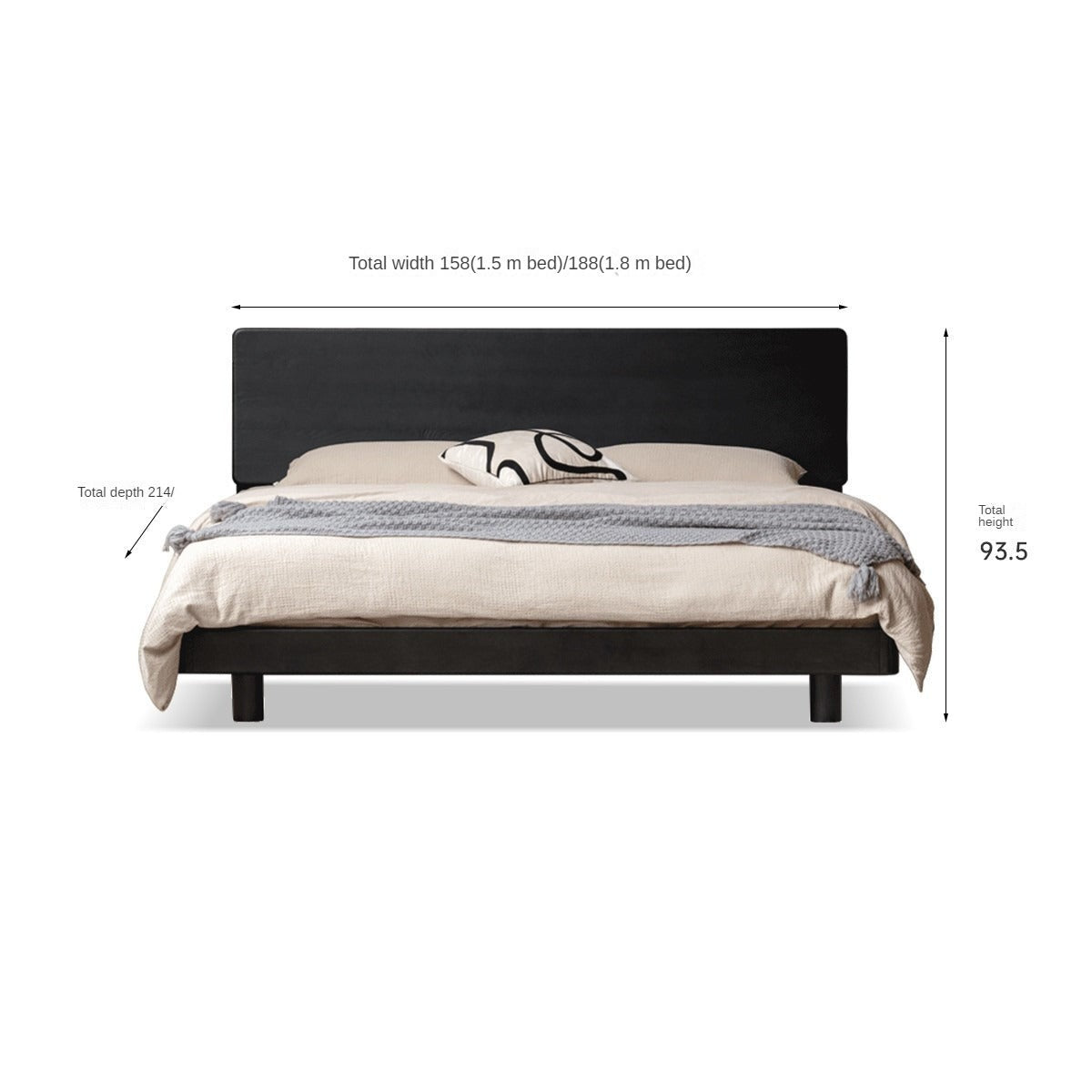 Oak Solid Wood Luminous Suspended Bed