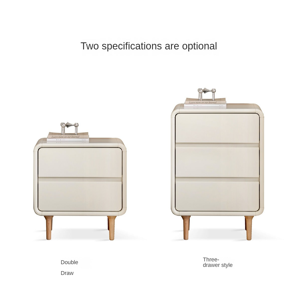 Solid Rubberwood Creamy Candy Style Nightstand.