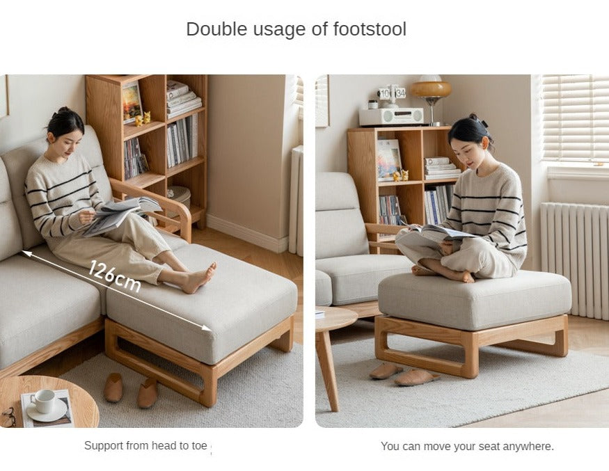 Oak Solid Wood Fabric Sofa.