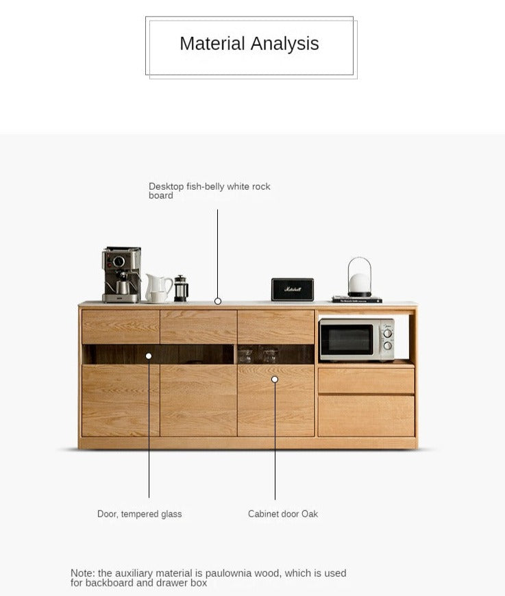 Oak, Ash Solid Wood Nordic Sideboard Slate Top
