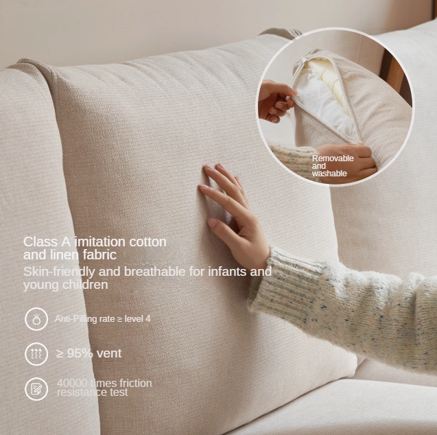 Oak Solid Wood Fabric Sofa.