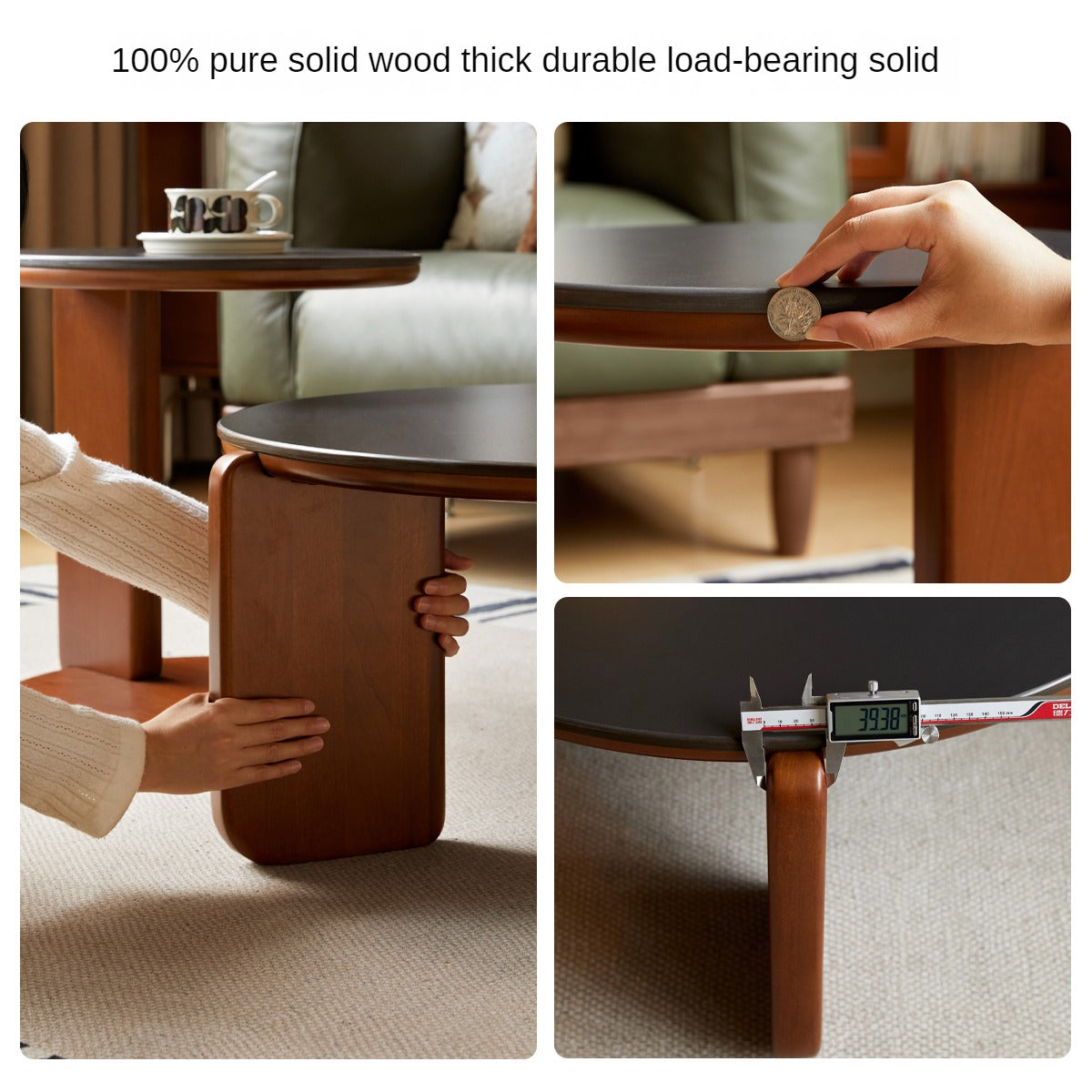 Poplar Solid Wood Rock Board Coffee Table