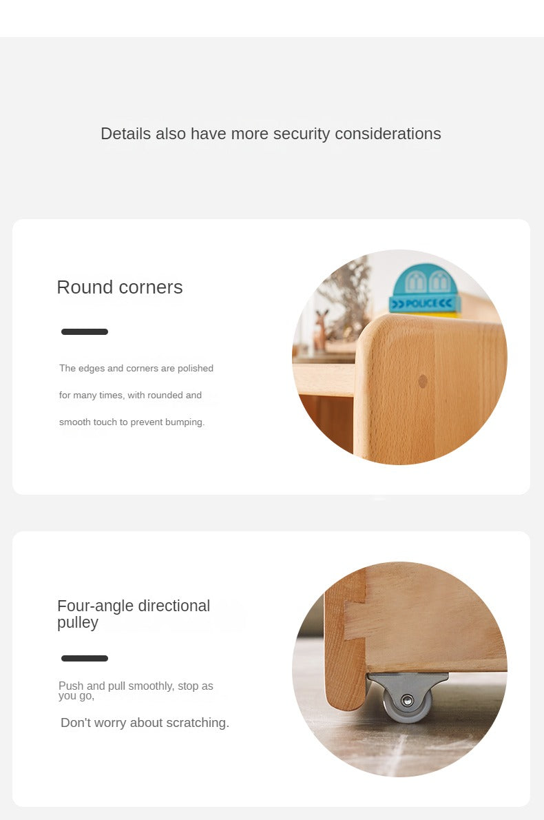 European Beech Solid Wood Storage Bookshelf