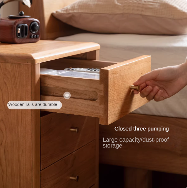 Cherry Solid Wood Floor Three Drawer Nightstand