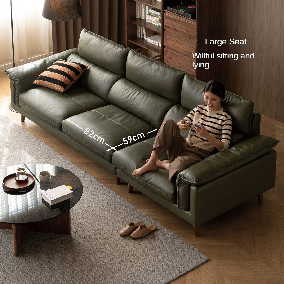 Leather First Layer Cowhide Straight Sofa.