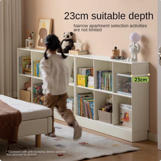 Rubber Solid Wood Cream Style Children's Free Сombination Bookshelf.