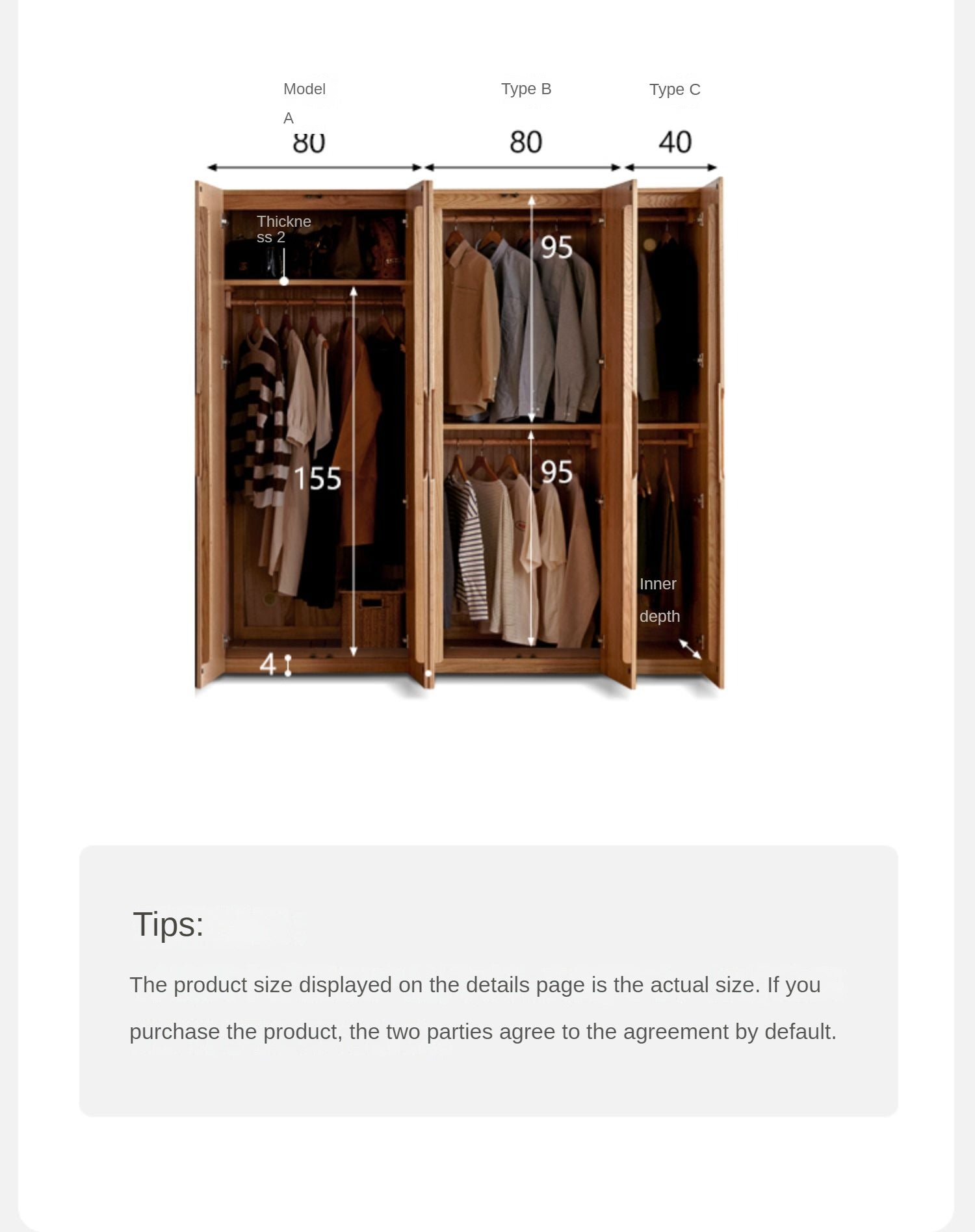 Oak Solid Wood Modern Wardrobe.