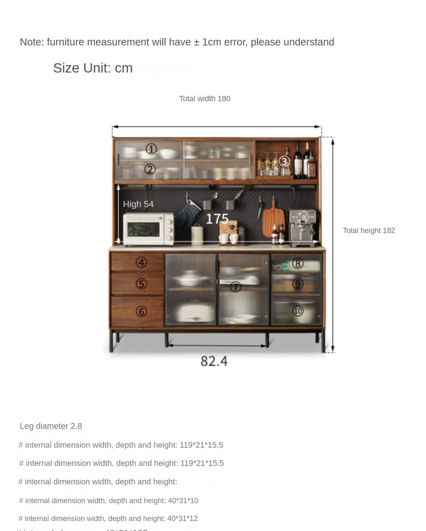 Black Walnut Solid Wood, Sandalwood Rock Sideboard Buffet Cabinet