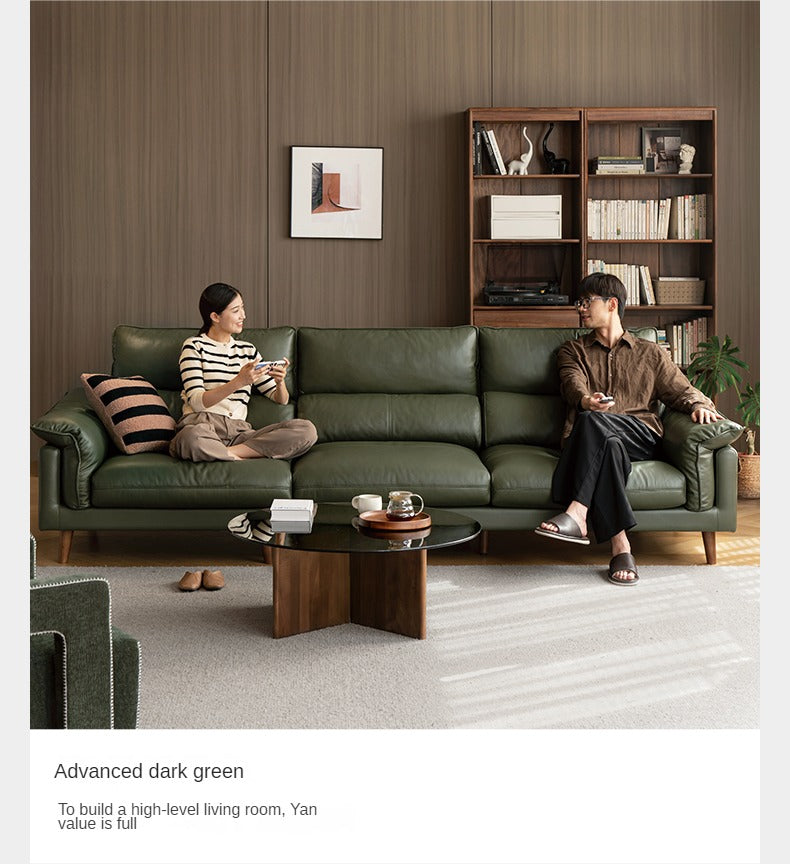 Leather First Layer Cowhide Straight Sofa.