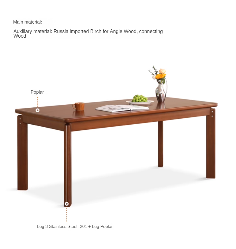 Poplar Solid Wood Medieval Retro Dining Table