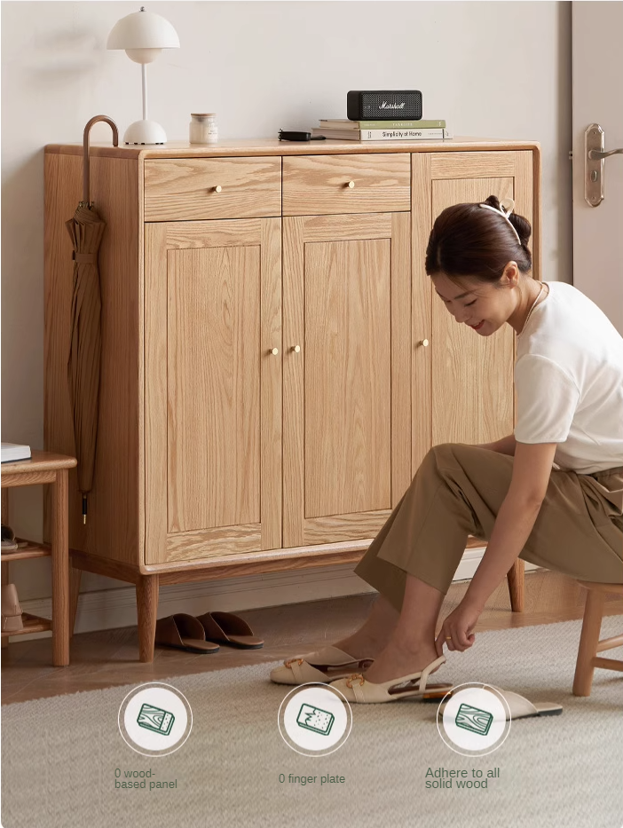 Oak Solid Wood Shoe Cabinet