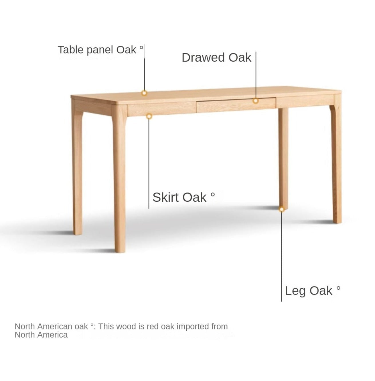 Oak, Beech Solid Wood Shelves Office Desk