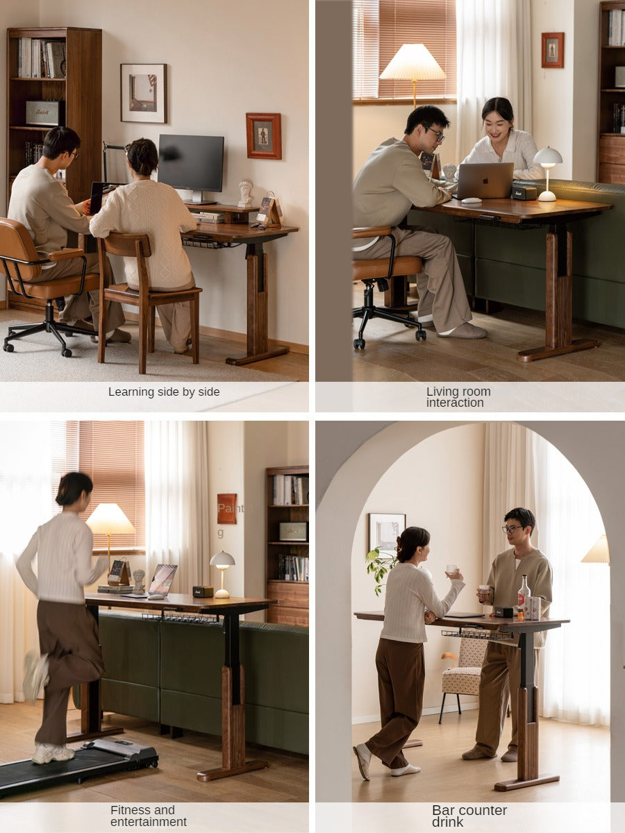 Black Walnut, Oak, Sandalwood, Ash Solid Wood Electric Elevating Desk