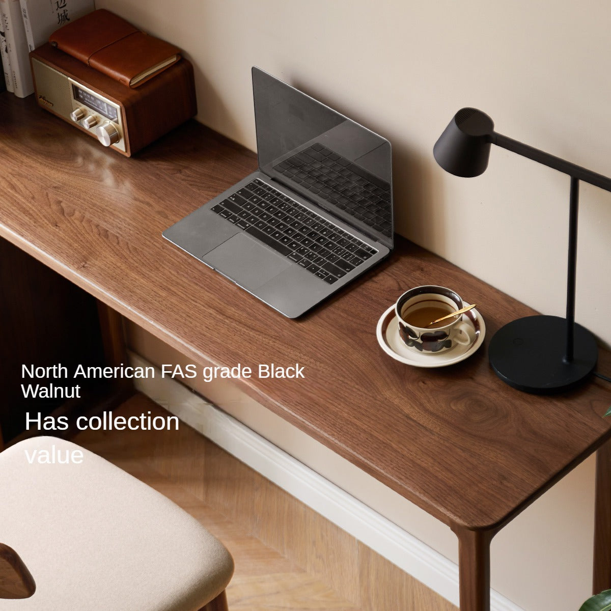 Black Walnut Solid Wood Narrow Desk