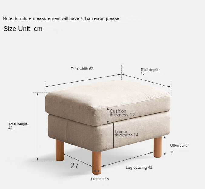 Beech Solid Wood Fabric Footstool