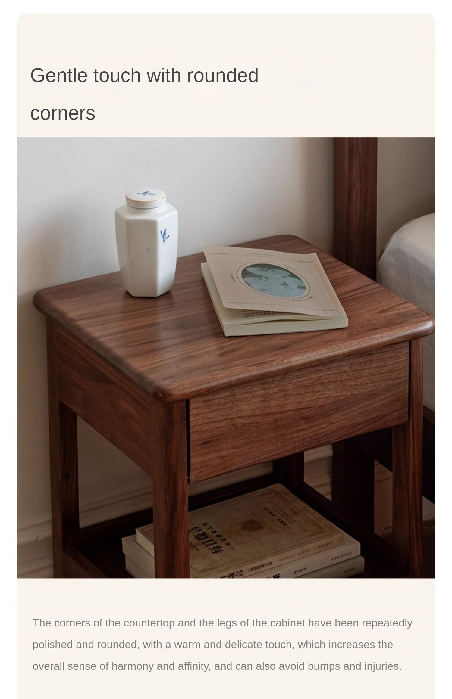 Black Walnut, Ash Bedside Storage Cabinet