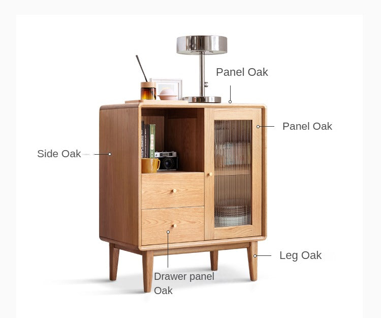 Rubberwood, Beech, Oak Solid Wood Nordic Side Cabinet