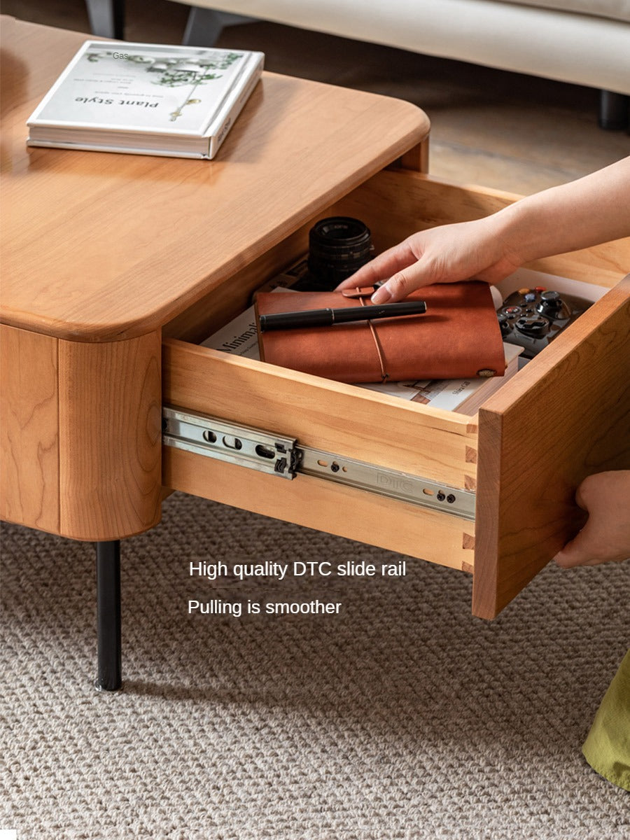 Cherry Solid Wood Combination Coffee Table Mid-Century Style