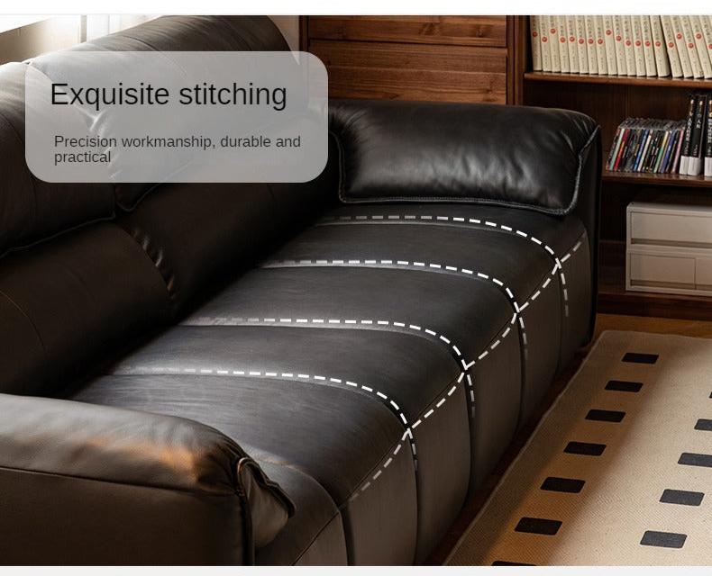 Leather First Layer Yellow Cowhide Piano Key Leather Sofa,