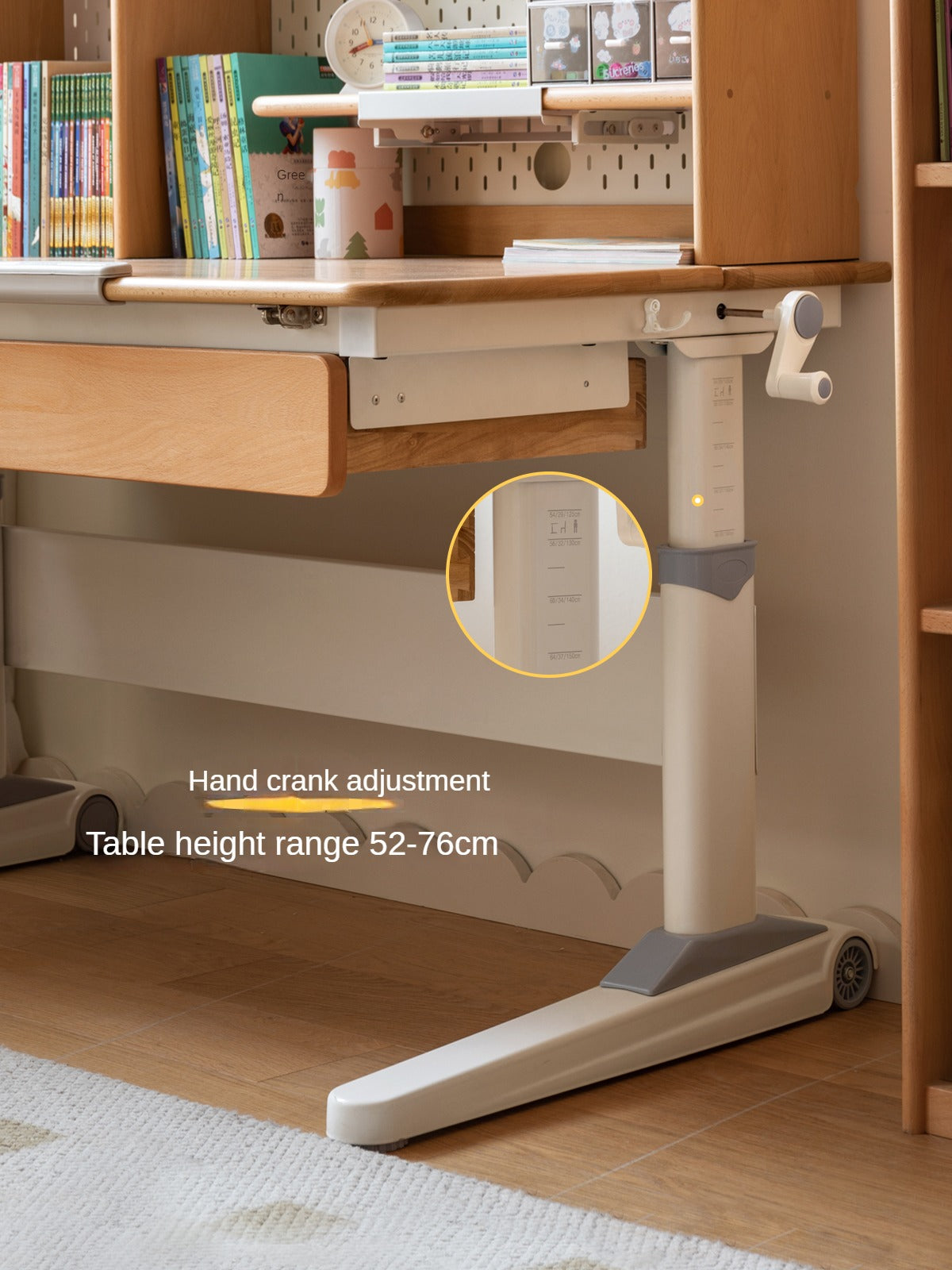 Beech Solid Wood Kids Raised and Lowered Study Table