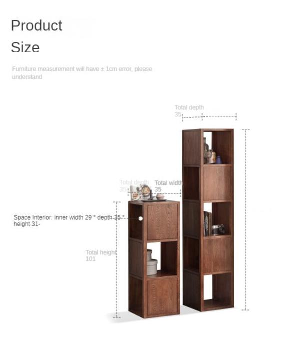 Oak, Ash Solid Wood Bookshelf Narrow Cabinet