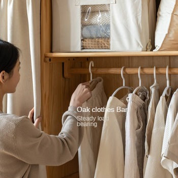 Oak, Solid Rubberwood Wardrobe Curtain Design.
