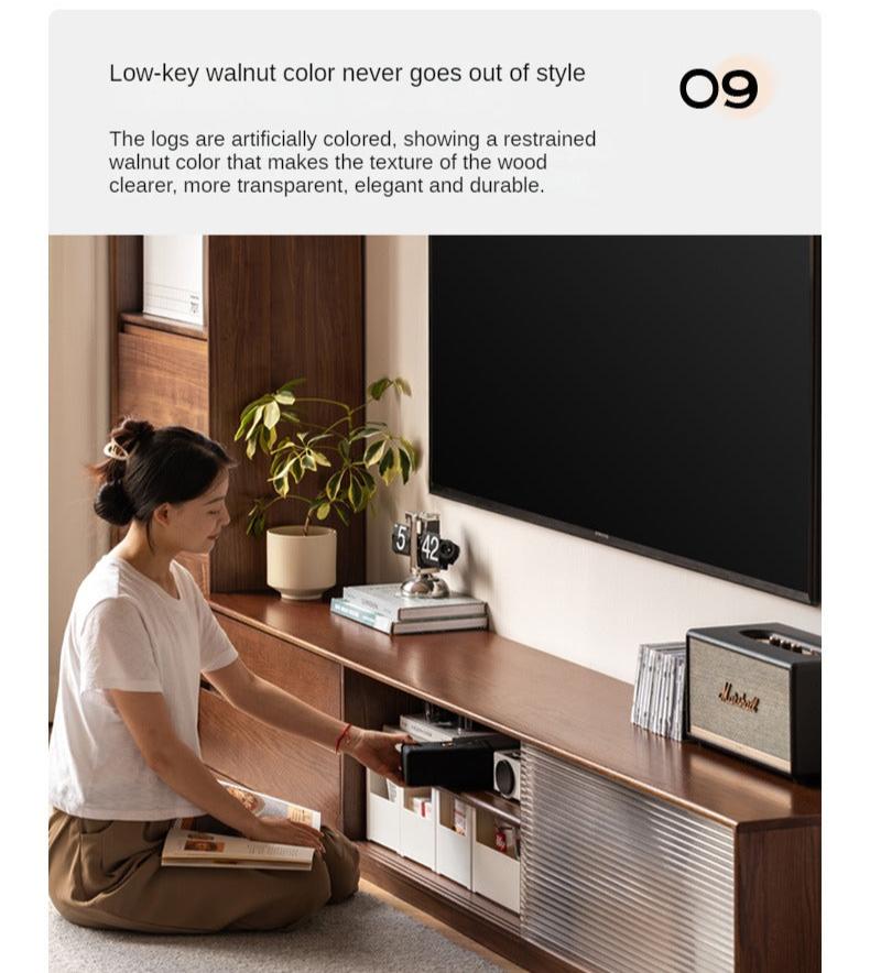 Oak, Solid Rubberwood TV Wall Cabinet.