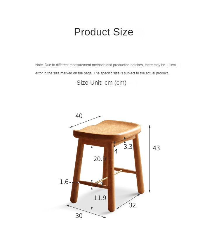 Cherry, Oak Solid Wood Makeup Stool