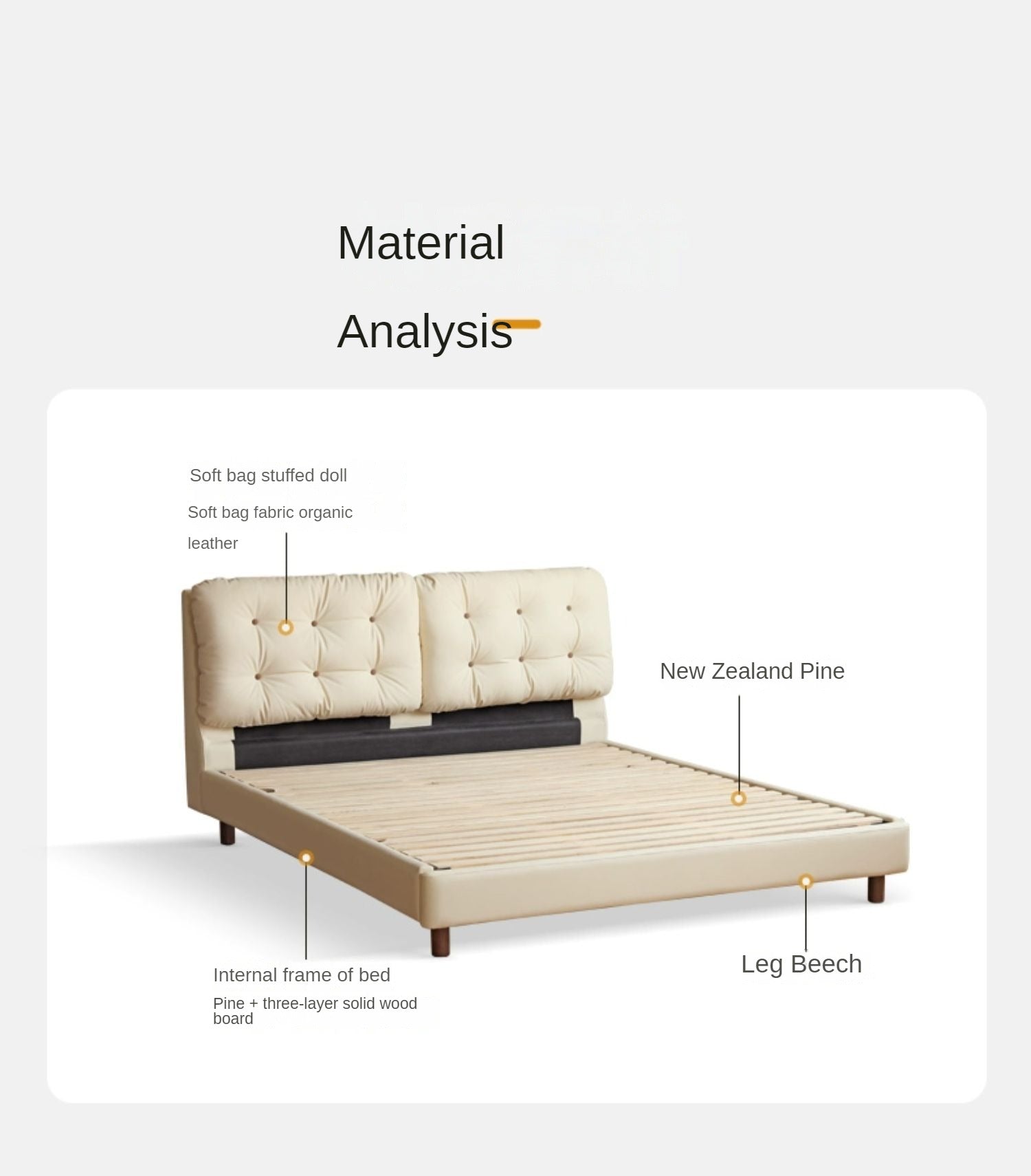 Organic Leather Art Bed Cream Cloud Soft