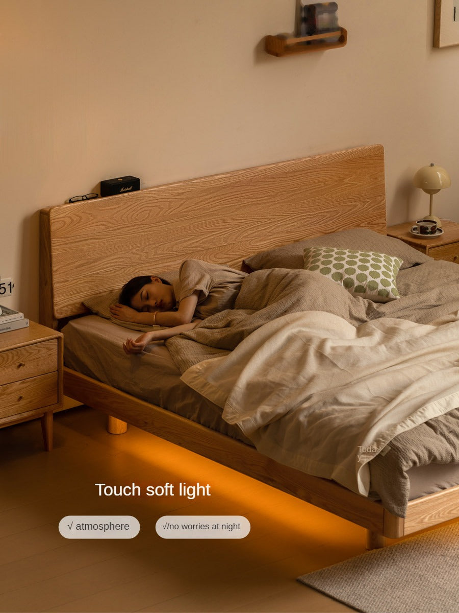 Oak Solid Wood Modern Suspension Bed