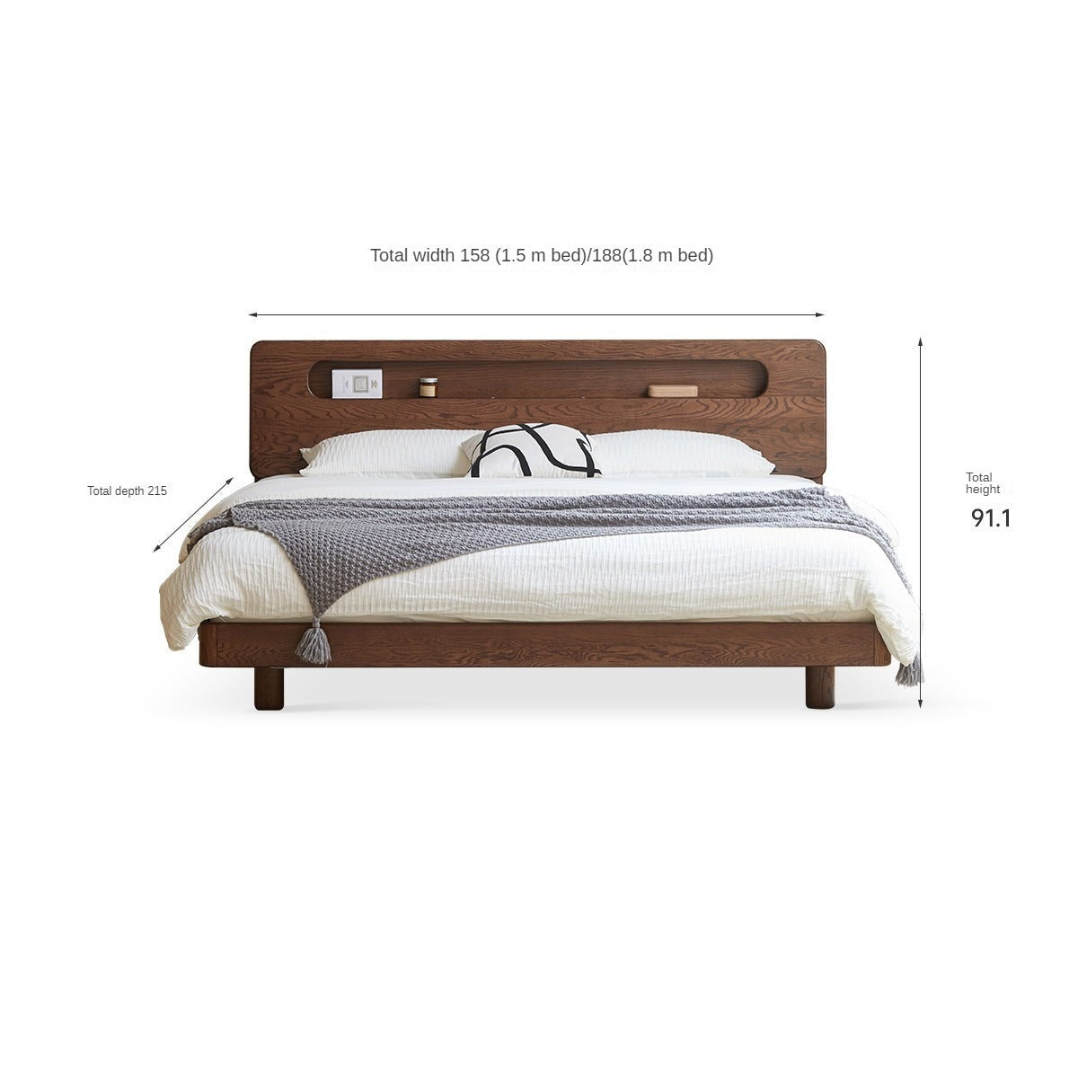 Oak Solid Wood Suspension Luminous Bed
