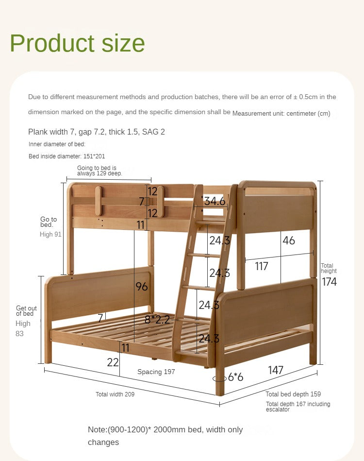 Beech Solid Wood Children's Bunk Bed.