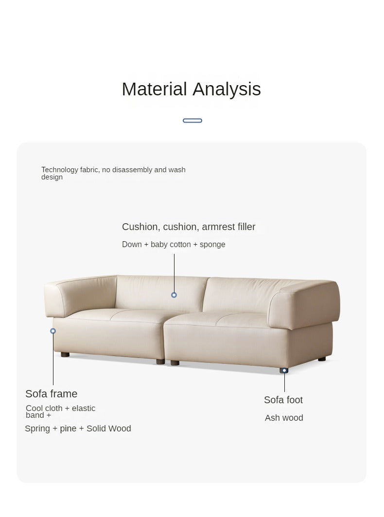 Technology Fabric Sofa Italian Light Luxury Tofu Block Sofa.