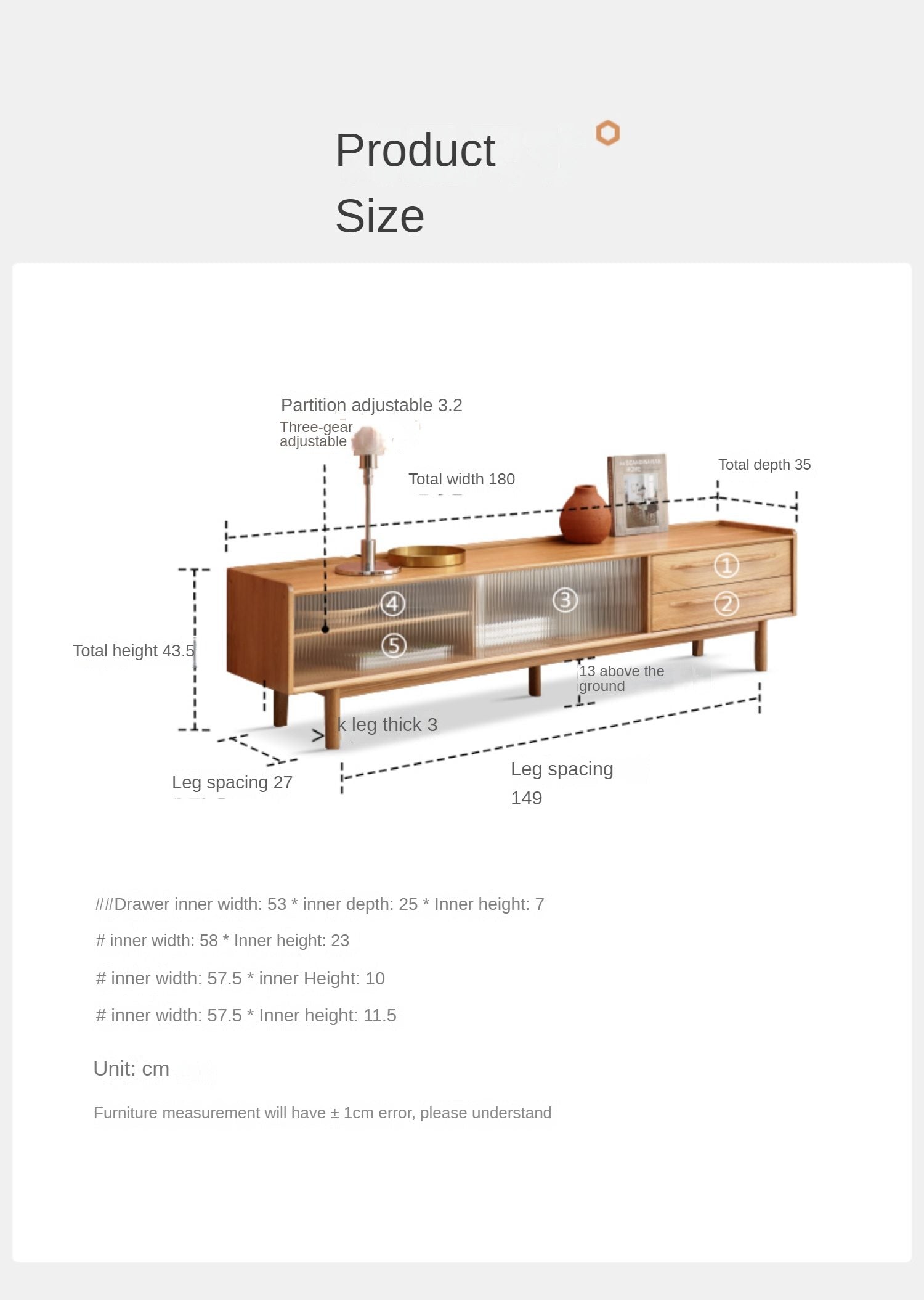 Oak solid wood TV stand sliding door"