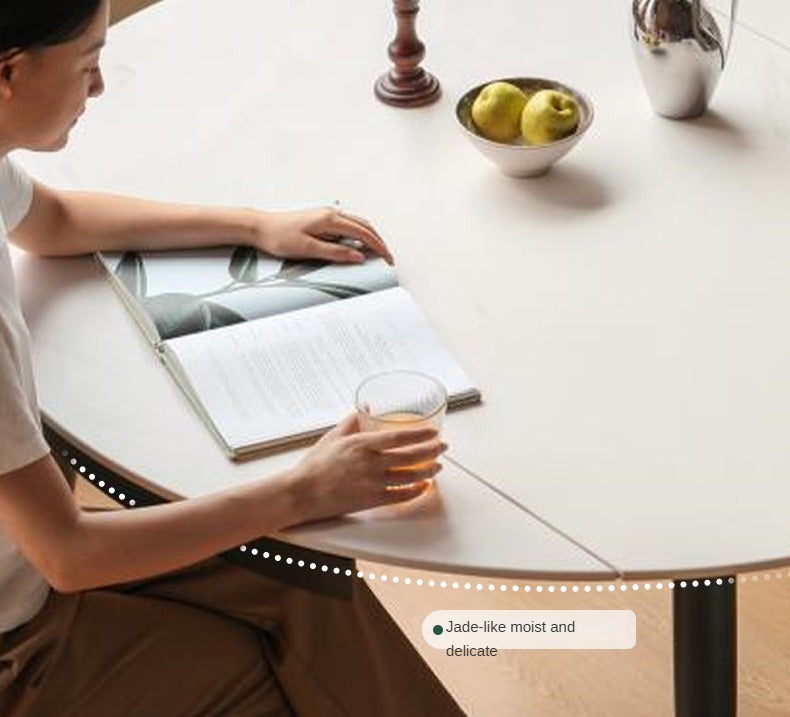 Folding Rock Table Metal Legs Light Luxury Round Dining Table