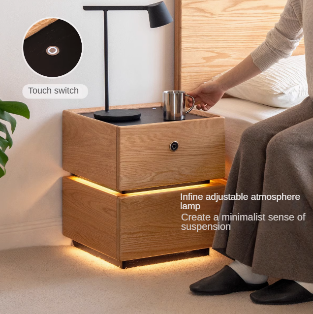 Ash, Oak, Sandalwood Multifunctional Nightstand