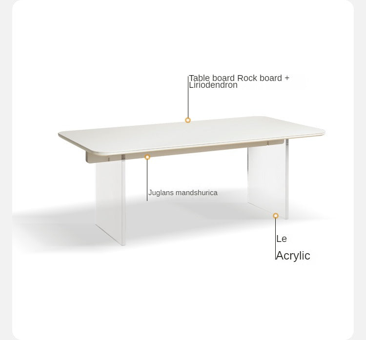 Solid Rubberwood Suspended Dining Table With Slate Top