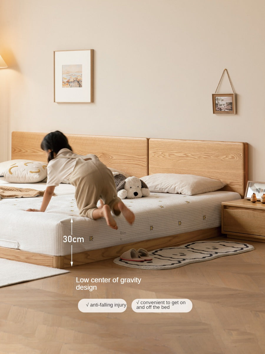 Beech, Oak Solid Wood Floor Bed Modern and Simple