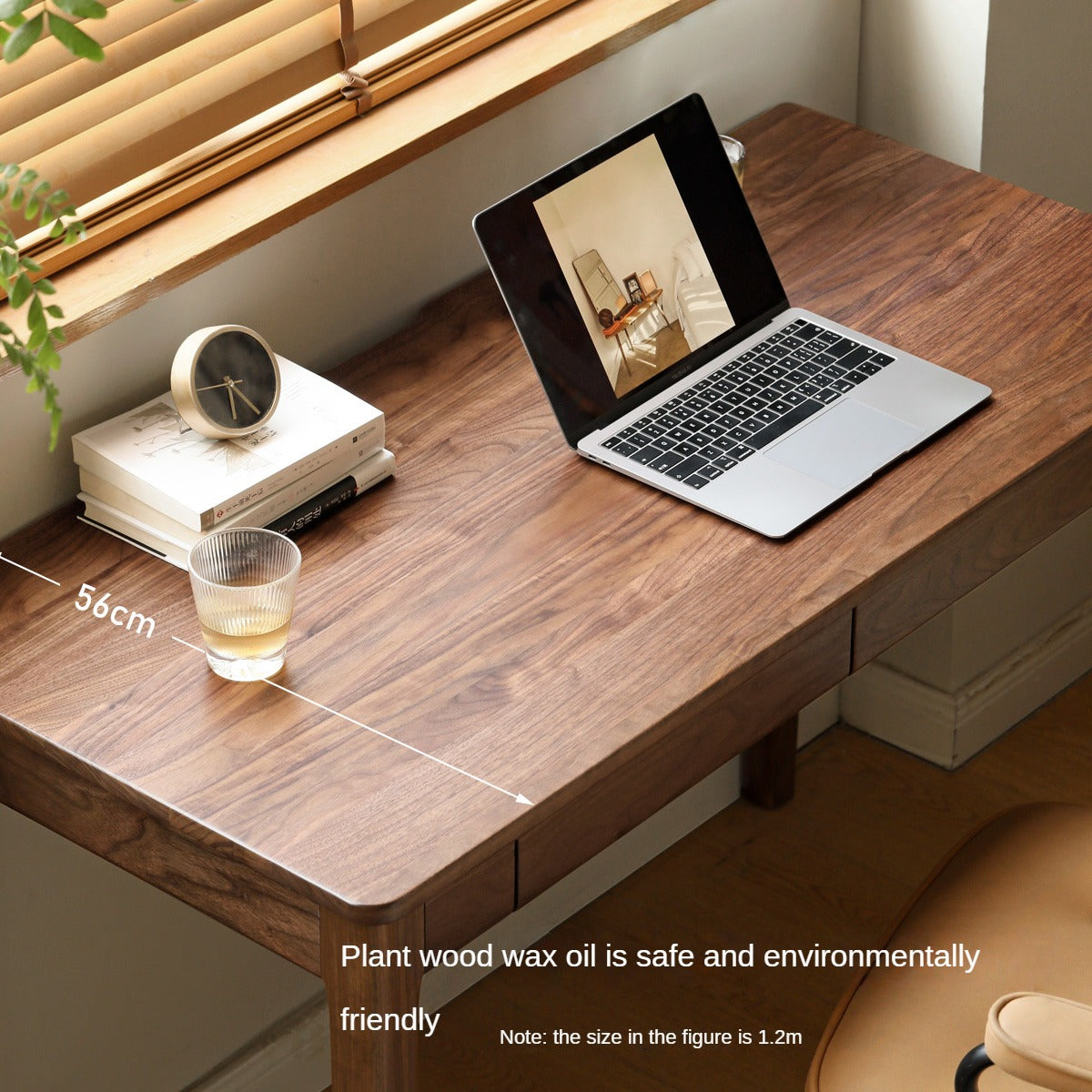 Black Walnut Solid Wood Desk With Drawers