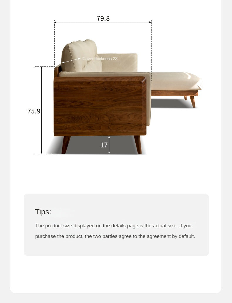 Black Walnut Solid Wood Sofa,Technology Cloth, Fabric.