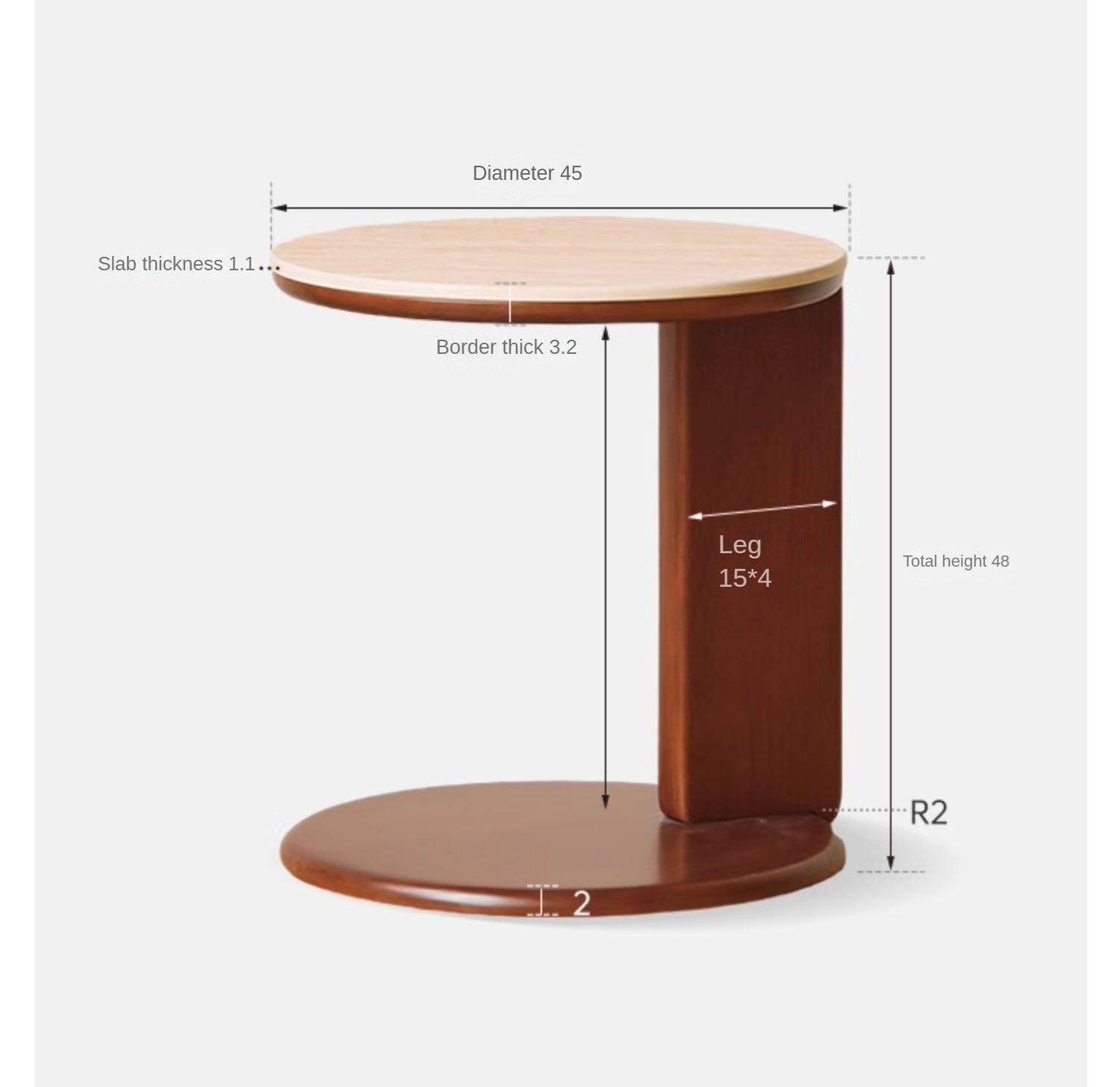 Poplar Solid Wood Medieval Style Rock Plate Coffee Table