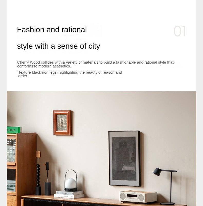 Cherry Solid Wood TV Cabinet Modern Simple))