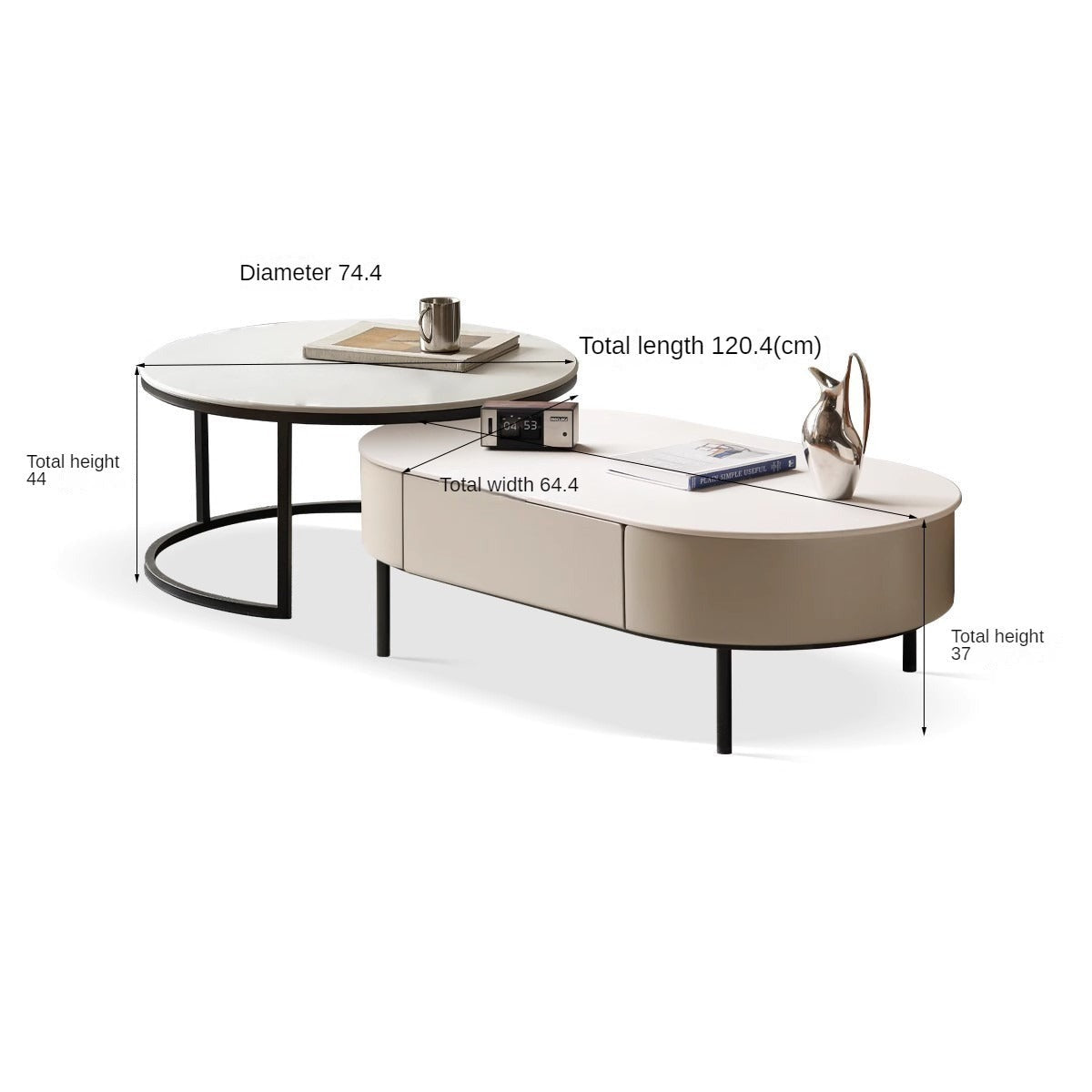 Ash solid wood coffee table light luxury rock plate"