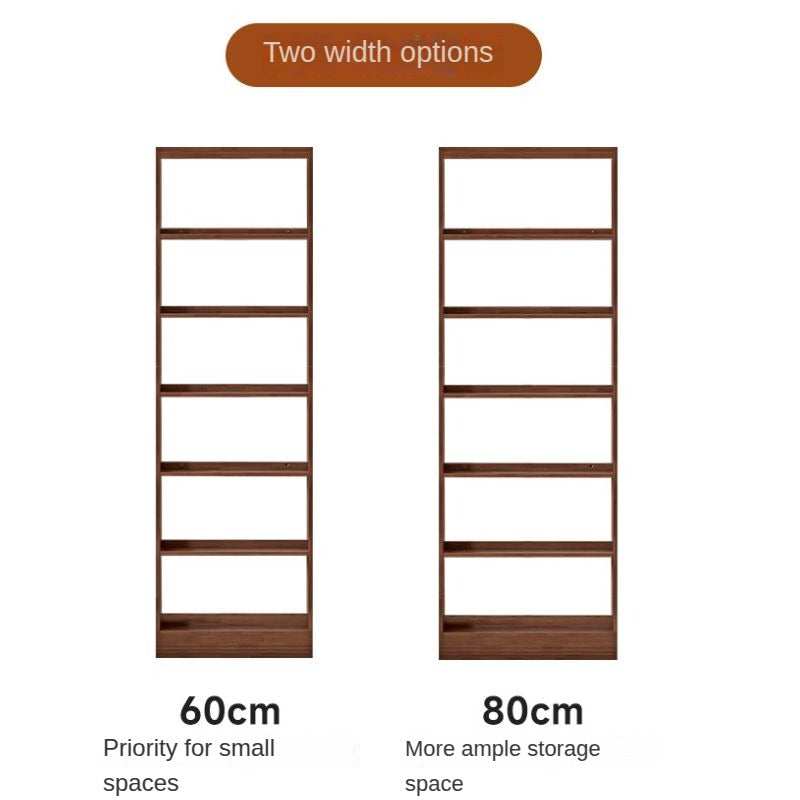 Rubber solid wood bookshelf floor rack storage cabinet.