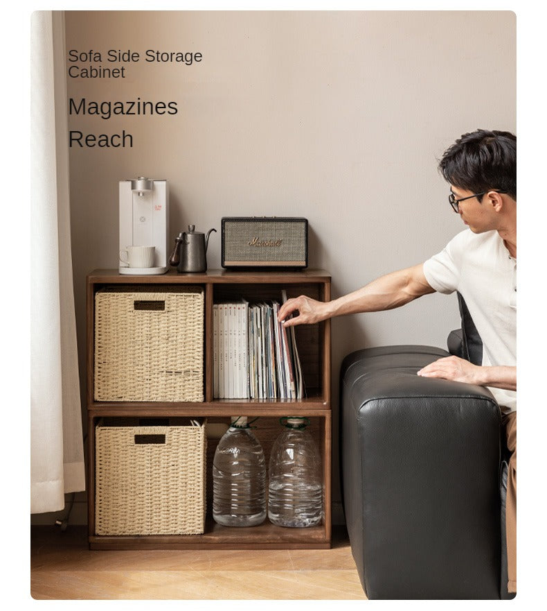 Black Walnut, Oak Solid Wood TV Cabinet Modern Module Combination Storage.